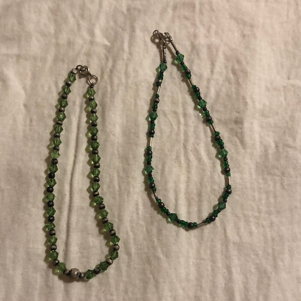 Green Beaded Women's anklet